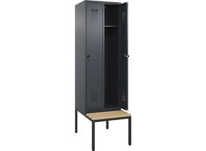 4068192200413 - Spind Evolo PLUS Sitzbank 2 Abteile grau B 600 mm Sicherheits-Drehriegel mit untergebauter Sitzbank Buche 4068192200413 - Spind Evolo PLUS Sitzbank 2 Abteile grau B 600 mm Sicherheits-Drehriegel mit untergebauter Sitzbank Buche