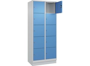 4068192024460 - 5er-Schließfachschrank Evolo PLUS 2 Abteile lichtgrau lichtblau B 800 mm 10 Fächer mit Bodensockel Zylinderschloss 4068192024460 - 5er-Schließfachschrank Evolo PLUS 2 Abteile lichtgrau lichtblau B 800 mm 10 Fächer mit Bodensockel Zylinderschloss