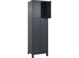 4068192012764 - 3er-Schließfachschrank Evolo PLUS 2 Abteile grau B 600 mm 6 Fächer mit breiten Füßen Zylinderschloss 4068192012764 - 3er-Schließfachschrank Evolo PLUS 2 Abteile grau B 600 mm 6 Fächer mit breiten Füßen Zylinderschloss