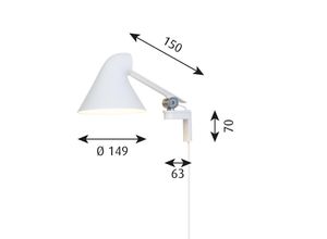 5703411479520 - NJP LED-Wandlampe Arm kurz weiß