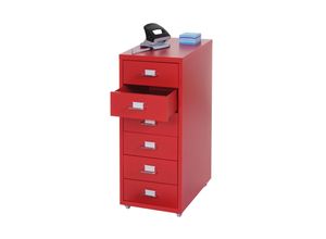 4057651280769 - Rollcontainer Preston T851 Schubladenschrank Stahlschrank 69x28x41cm 6 Schubladen ~ rot