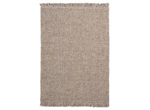 4054293070826 - Wollteppich OBSESSION My Eskil 515 Teppiche Gr B L 140 cm x 200 cm 11 mm 1 St grau (taupe) Esszimmerteppiche Handweb Teppich meliert reine Wolle handgewebt mit Fransen