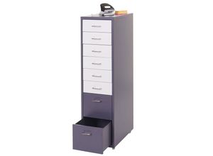 4057651426358 - Rollcontainer Preston T851 Schubladenschrank Stahlschrank 110x28x41cm 8 Schubladen ~ dunkelgrau weiß-dunkelgrau