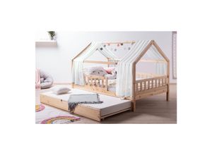 4251105967187 - TiCAA TiCAA Kinderbett Hausbett mit Tüll Kim 90x200 cm 100x200 cm 120x200 cm 140x200 für Jungen & Mädchen inkl Rolllattenrost Zusatzbett und Rausfallschutz variabel Montessori Bett Natur aus Kiefer Massivholz 4251105967187 - TiCAA TiCAA Kinderbett Hausbett mit Tüll Kim 90x200 cm 100x200 cm 120x200 cm 140x200 für Jungen & Mädchen inkl Rolllattenrost Zusatzbett und Rausfallschutz variabel Montessori Bett Natur aus Kiefer Massivholz