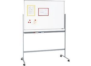 4250510930199 - Select Mobiles Whiteboard um 360° drehbare Tafel weiß lackiert Ablageschale 4 Lenkrollen B 1200 x H 900 mm