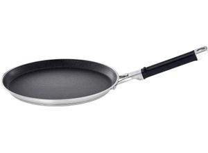 4004293919793 - Crêpepfanne RÖSLE SILENCE PRO Pfannen Gr Ø 28 cm + Höhe 10 cm silberfarben (silberfarben schwarz) Crêpepfanne Premium-Antihaftversiegelung spülmaschinengeeignet Ø 28cm Induktion