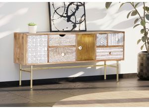 4061915114523 - Lowboard Linea Sideboards Gr B H T 150 cm x 70 cm x 40 cm 5 St beige (natur) Kommode mit detailreichen Verzierungen Shabby Chic Vintage