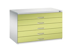 4062084478300 - CP 7100 Planschrank lichtgrau viridingrün 5 Schubladen 1100 x 765 x 760 cm