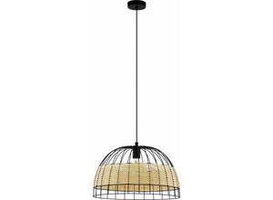 9002759433123 - 43312 nature Hängeleuchte anwick Stahl schwarz Rattan natur E27 1X40W H110cm Ø50cm dimmbar - Eglo