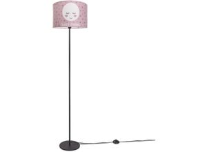 4251393949544 - Kinderlampe Stehlampe led Kinderzimmer Lampe Mit Mond-Motiv Deko Stehleuchte E27 Einbeinig Schwarz Pink (Ø38 cm) - Paco Home