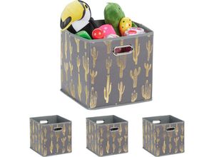 4052025400927 - Relaxdays - 4 x Faltbox Aufbewahrungsbox quadratisch hbt 29 x 285 x 285 cm für Regal Ordnungsbox ohne Deckel grau gold 4052025400927 - Relaxdays - 4 x Faltbox Aufbewahrungsbox quadratisch hbt 29 x 285 x 285 cm für Regal Ordnungsbox ohne Deckel grau gold