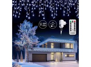 4250525370904 - Led Regen Lichterkette warmweiß kaltweiß Innen Außen Eisregen Weihnachtsbeleuchtung Weihnachten Weihnachtsdeko 200 led kalt-weiß Fernbedienung