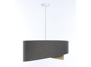 4255596669308 - Licht-erlebnisse - Pendelleuchte Stoff E27 ø 60 cm rund h max 95 cm Weiß Braun Beige Modern