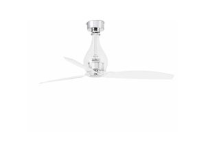 8421776023871 - Faro Barcelona - faro 33382 Deckenventilator mini eterfan m Stahl+Glas Chrom pc transparent H45cm Ø128cm