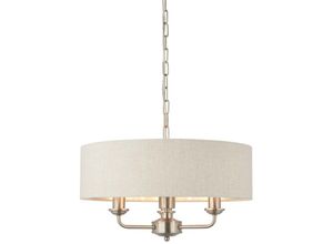 5016087985739 - Endon Directory Lighting - Single Shade Pendelleuchte Chrom gebürstet Naturleinen