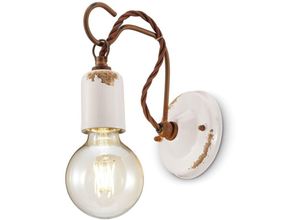 4255596710338 - Licht-erlebnisse - Wandleuchte Metall 18 cm hoch Weiß Shabby Antik E27 Vintage Wandlampe