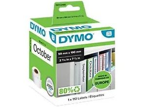 5411313990196 - DYMO Original LabelWriter-Mehrzwecketiketten große Ordnerrücken-Etiketten | 59 mm x 190 mm | Rolle mit 110 leicht ablösbaren Etiketten | selbstklebend | für LabelWriter Etikettendrucker