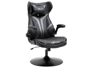 4251774976565 - Gaming Stuhl Ergonomischer Computerstuhl mit Wippenfunktion Drehstuhl höhenverstellbar Stahl Schwarz