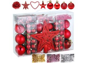 4250525369557 - Casaria® Weihnachtskugeln 66tlg ø 3-6cm Kunststoff matt glänzend Christbaumschmuck Anhänger Christbaumkugeln Weihnachtsdeko Weihnachtsbaum silber