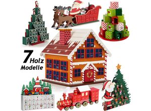 4250525325898 - Spielwerk® Adventskalender zum Selbstbefüllen 24 Türchen Nachhaltig Wiederverwendbar Kinder Mädchen Jungen Weihnachtskalender diy Holz Dekoration