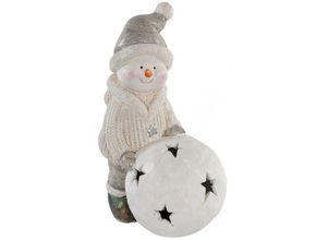 4250965969560 - Schneemann MYFLAIR MÖBEL & ACCESSOIRES Weihnachtsdeko Dekofiguren Gr B H T 26 cm x 375 cm x 185 cm grau Weihnachtsengel Weihnachtsfiguren mit LED Beleuchtung Höhe ca 37 cm