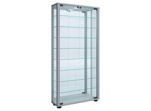 4051814412882 - Wandvitrine Hängevitrine Glasvitrine Vitrine Glas Vitrosa Maxi Spiegel (Farbe Silber Ausführung Mit LED-Beleuchtung)