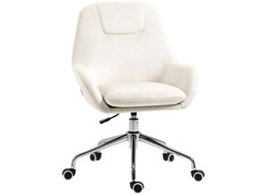 4255633501547 - Bürostuhl höhenverstellbarer Schreibtischstuhl mit Rollen ergonomischer Drehstuhl mit Samt-Optik für Arbeitszimmer Creme 65 x 66 x 90-97 cm