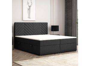 4262413690032 - Möbel Punkt Boxspringbett MALIBU mit Bettkasten 180 x 200 cm Webstoff Schwarz Bett Bettkasten Hotelb