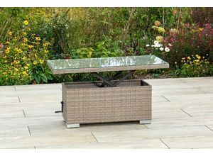 4033662987491 - Gartentisch Bellante höhenverstellbar Stahl Kunststoffgeflecht mudbraun 120 cm x 60 cm x 46 cm