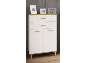 4051814417658 - Holz Highboard Kommode Drehtüren Schublade Lindas (Farbe Weiß   Honig-Eiche)