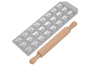 8005782002800 - Ravioliform IMPERIA Küchenformen silberfarben (edelstahlfarben) Nudelmaschinen-Zubehör Nudelmaschine und Zubehör Küchenformen Aluminium für 24 Ravioli inkl Nudelholz Aluminium