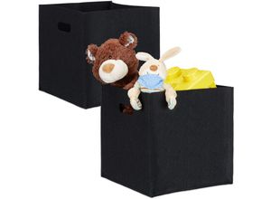 4052025243951 - Relaxdays - 2er Set quadratische Filzkörbe faltbar mit 2 Trageöffnungen schicke Regalkörbe h x b x t 30 x 30 x 30 cm schwarz