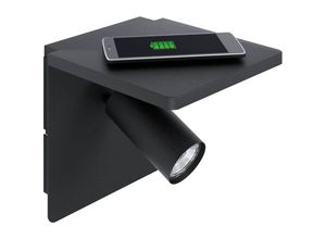 9002759982638 - 98263 led Wandleuchte ciglie schwarz GU10 1X45W L18cm H18cm T21cm inklQI Charger mit Kabelschalter - Eglo