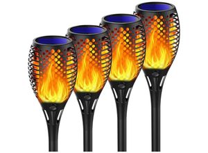 6135791765556 - Solar-Taschenlampe Garten-Fackel-Licht wasserdichte Solar-Taschenlampe Solar-Flammen-Lichter im Freien Garten-Dekoration Pathways (4pack)