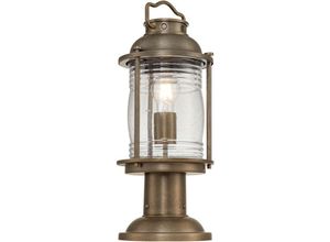 4255596728814 - Licht-erlebnisse - Sockelleuchte Aluminium Glas E27 IP44 471 cm hoch in Bronze brüniert rund Vintage Stehlampe außen