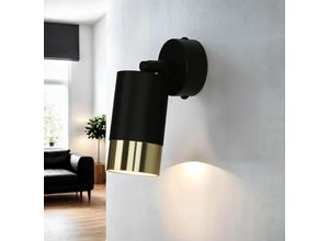 4255596688866 - Licht-erlebnisse - Wandleuchte Aluminium GU10 verstellbar in Schwarz Gold