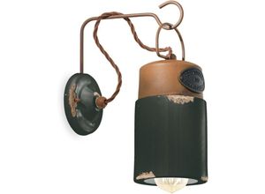 4255596707505 - Licht-erlebnisse - Wandleuchte Metall Keramik E27 h 33 cm Schwarz Shabby Antik Rostbraun Vintage Design