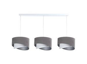 4255596669780 - Licht-erlebnisse - Hängeleuchte Stoff h max 94 cm in Weiß Grau Silber E27 3-flammig länglich Modern 4255596669780 - Licht-erlebnisse - Hängeleuchte Stoff h max 94 cm in Weiß Grau Silber E27 3-flammig länglich Modern