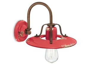 4255596706911 - Licht-erlebnisse - Wandlampe Metall Keramik 25 cm breit Rostbraun Rot Shabby Antik E27 Vintage Keramikleuchte