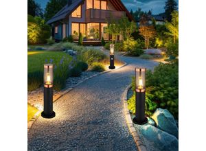 9007371498871 - Sockelleuchte Standleuchte Außenbeleuchtung rauch Kupfer Außen mit Bewegungsmelder Garten Stehlampe Edelstahl Kunststoff 1x E27 DxH 76x45 cm3er