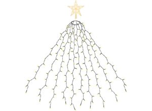 4260707736947 - 3m Weihnachtsbaum Lichterkette LED mit Weihnachtsbaumspitze Stern 10 Girlanden und 1 Sternspitze 9 Beleuchtungsmodi und Memory-Funktion Warmweiß