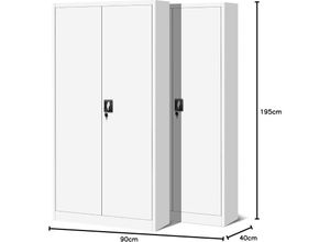 5902560334845 - 2er Set Aktenschrank C001H Büroschrank Metallschrank Stahlschrank Werkzeugschrank Stahlblech Pulverbeschichtet Flügeltürschrank Abschließbar 195 cm x