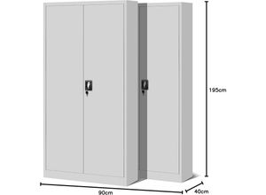 5902560331196 - 2er Set Aktenschrank C001H Büroschrank Metallschrank Stahlschrank Werkzeugschrank Stahlblech Pulverbeschichtet Flügeltürschrank Abschließbar 195 cm x