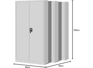 5902560333343 - 3er Set Aktenschrank C001H Büroschrank Metallschrank Stahlschrank Werkzeugschrank Stahlblech Pulverbeschichtet Flügeltürschrank Abschließbar 195 cm x