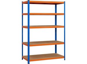 4099917359246 - Schwerlastregal 180 x 120 x 60 cm Lagerregal 5 Böden metall Regal Max Belastbarkeit  875kg Orange & Blau - Yaheetech