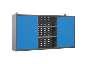 5904405571453 - Hängeschrank Werkzeugschrank Werkstattschrank Metallschrank Lochwand 2 verstellbare Fachböden 2 Fächer 120 cm x 60 cm x 20 cm (Anthrazit-Blau) - Jan