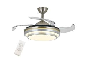 0733835494903 - Senderpick - 36 Modern Einziehbare led Deckenventilator 3-Farbe Deckenlampe + Fernbedienung 4 Flügel Lüfter Licht