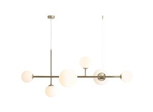 4255596682987 - Licht-erlebnisse - Hängeleuchte Metall Glas E14 h max 110 cm in Gold Weiß 4-flammig Kugelschirm Modern Pendelleuchte