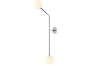 4255596685704 - Licht-erlebnisse - Wandleuchte Metall Glas E14 h 99 cm Chrom Weiß 2-flammig Kugel Schirm Modern Wandlampe