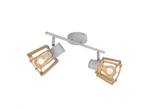 4059157242234 - Etc-shop - Deckenleuchte weiss Deckenstrahler Holz Spotlampen für Decke 2 flammig Spots beweglich Landhausstil Holzoptik Metall weiß natur 2x E27